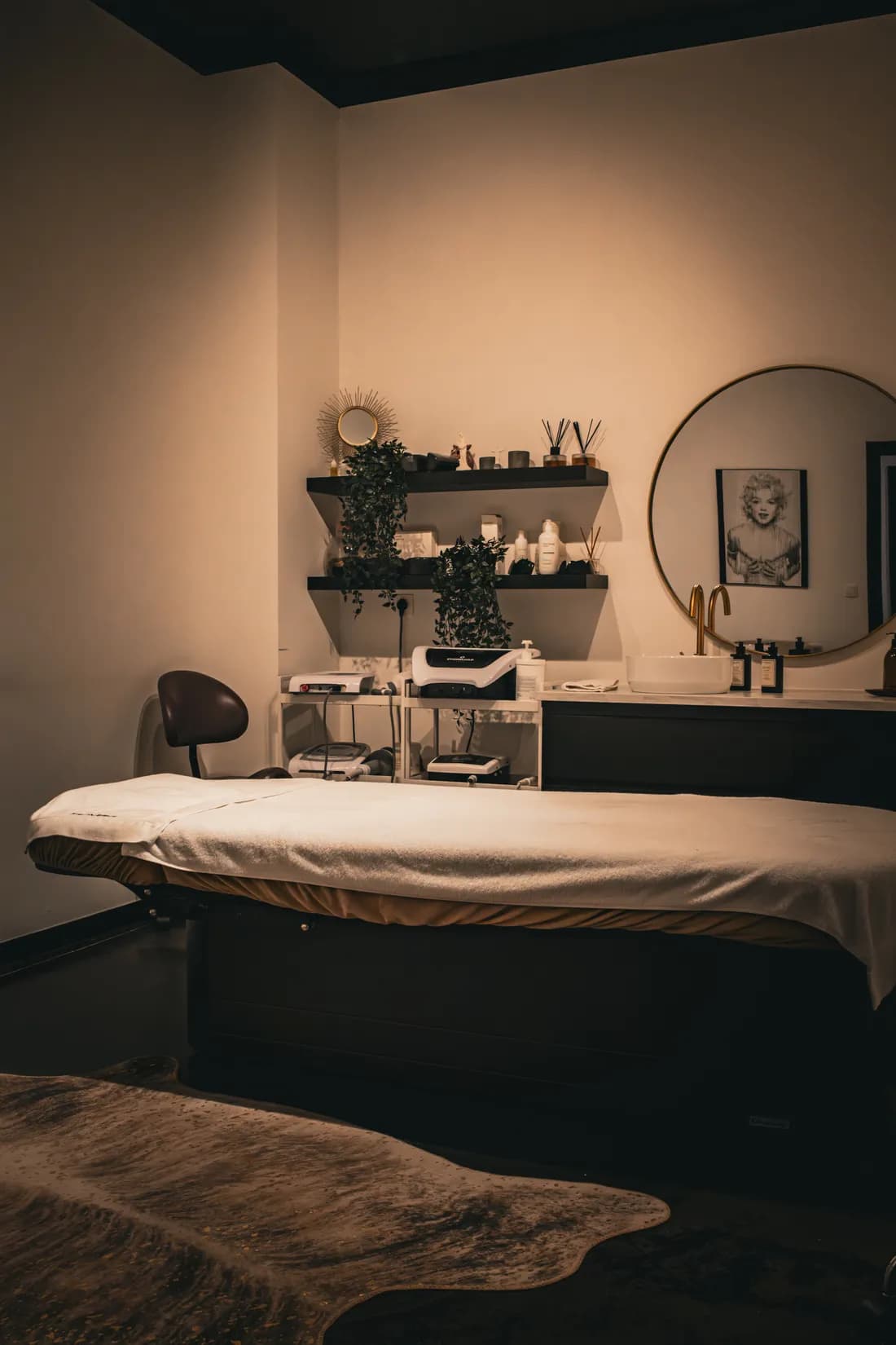 Treatment room with soft lighting
